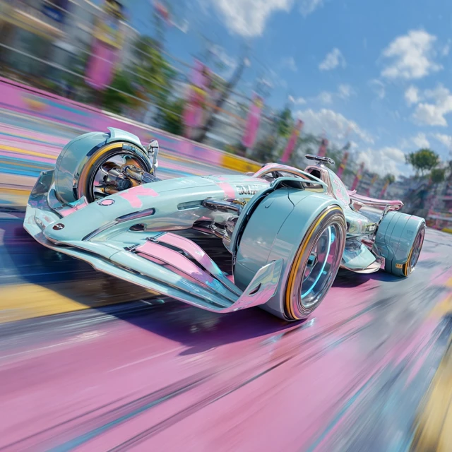 Playful Turbo Booster Racing on Colorful Track