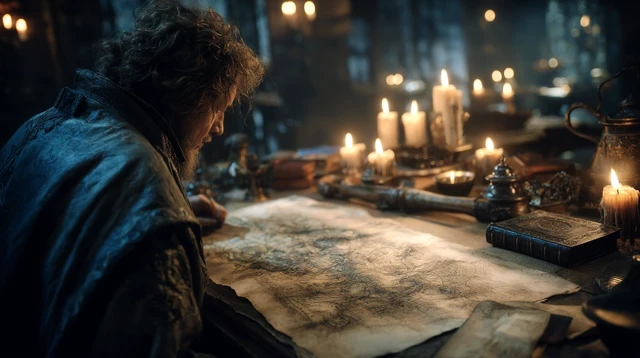 Gandalf Observing Ancient Scrolls John Howe Inspired