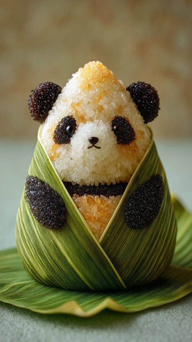 Cute Panda Zongzi Food Art Illustration