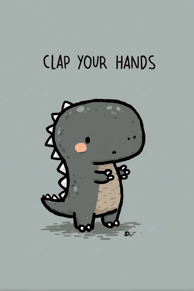 Adorable Cartoon T-Rex Clap Your Hands