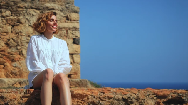 Woman in White by the Sea