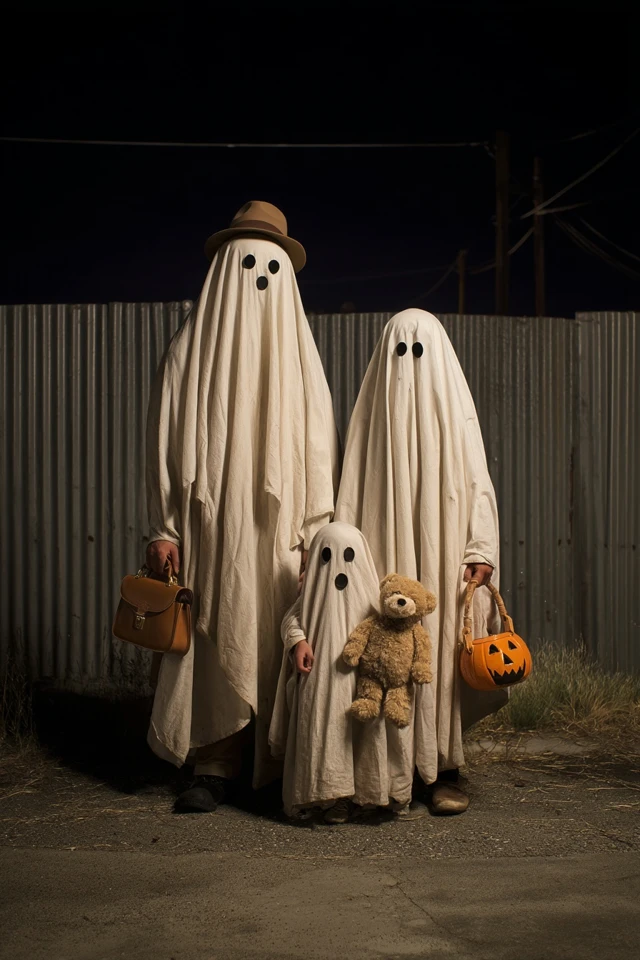 Spooky Halloween Family Photo Ghosts