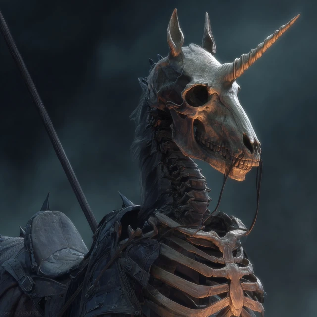 Undead Skeleton Unicorn Dark Fantasy Art