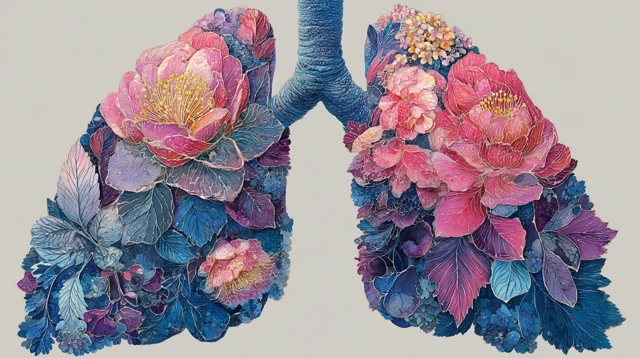 Floral Lungs Watercolor Art - Blooming Roses - Healing