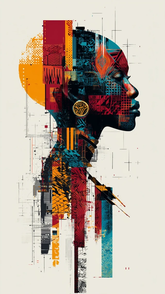 African Tribal Portrait Futuristic Art