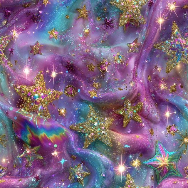 Magical Sparkling Starry Fabric Lisa Frank Inspired