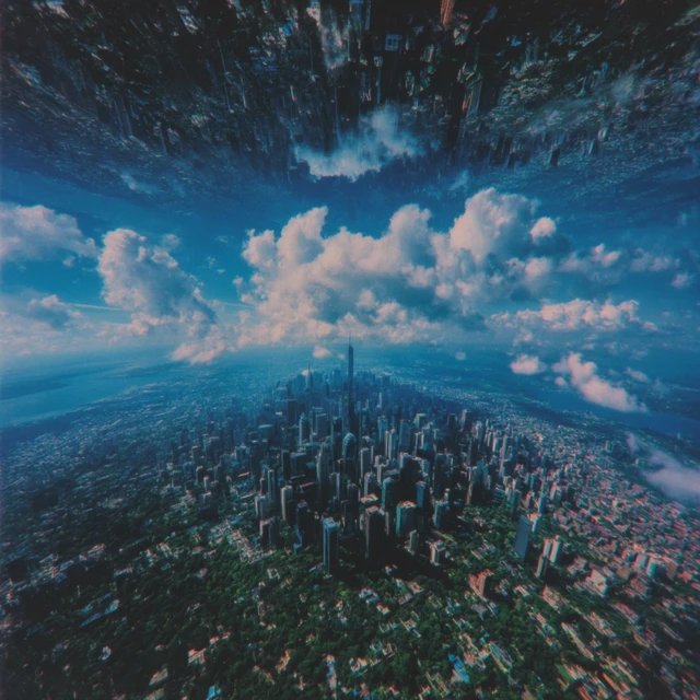 Surreal Cityscape 3D Rendered Panoramic View
