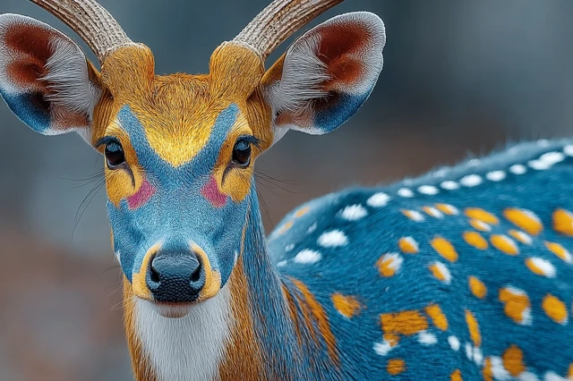 Deer with Pop Art Fur Colorful Spots