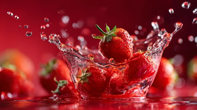 Strawberry Splash: Cinematic Shot with Juice