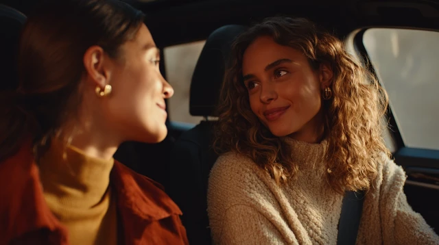 Two Women Talking in a Volkswagen Tiguan Editorial