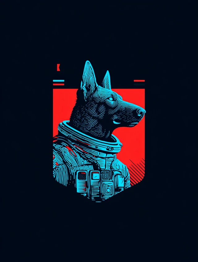 Space Dog Badge Design Futuristic SciFi