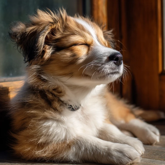 Puppy Enjoying the Sun Relaxed and Peaceful