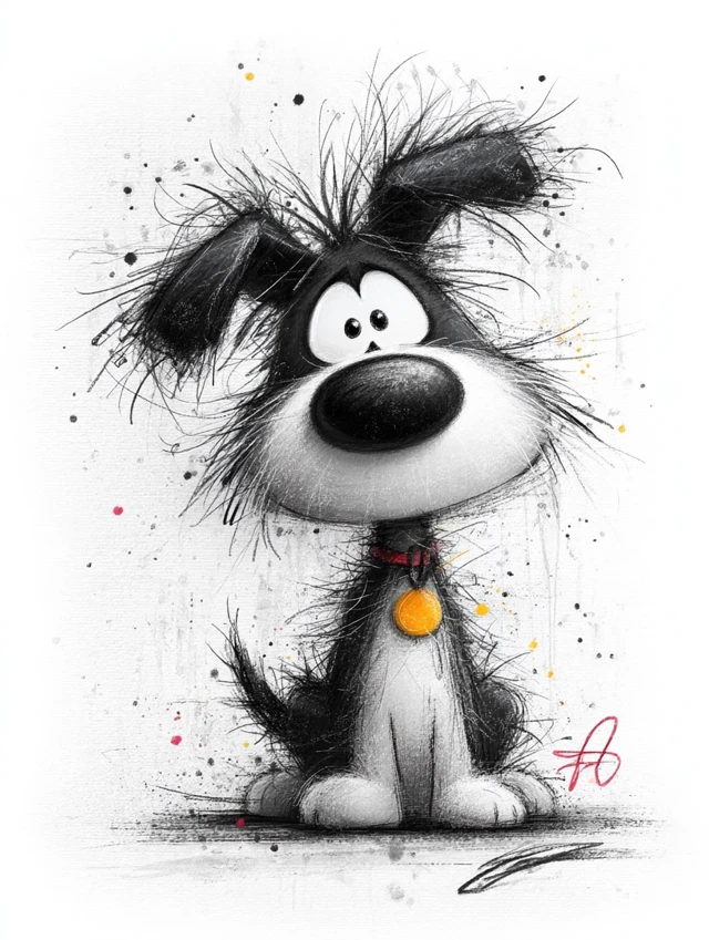 Cartoon Dog Art Goofy Expression