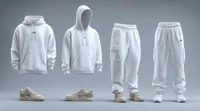 White Hooded Sweatshirt and Sport Trousers
