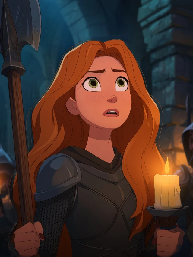 Anime Warrior Woman Halberd Armor Candle