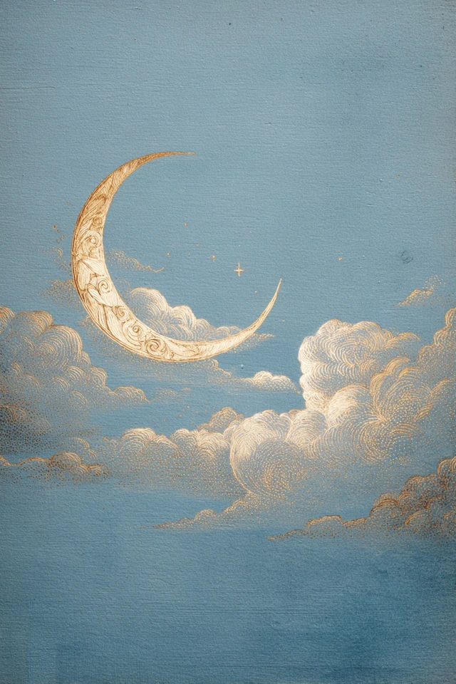 Vintage Sky and Moon Illustration by Jessica Roux