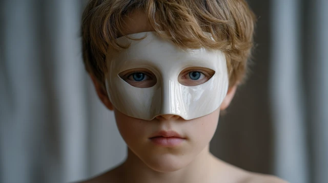 Boy with Mask Minimalist Photo