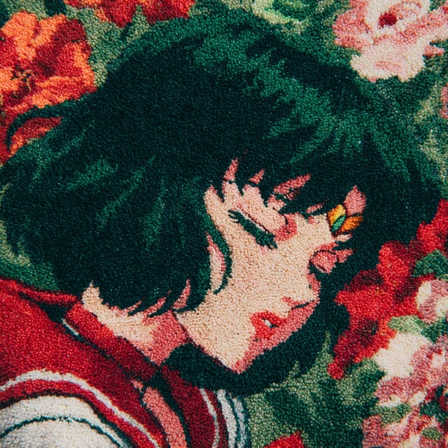 Sailor Saturn Anime Art Vintage 90s Flowers Carpet