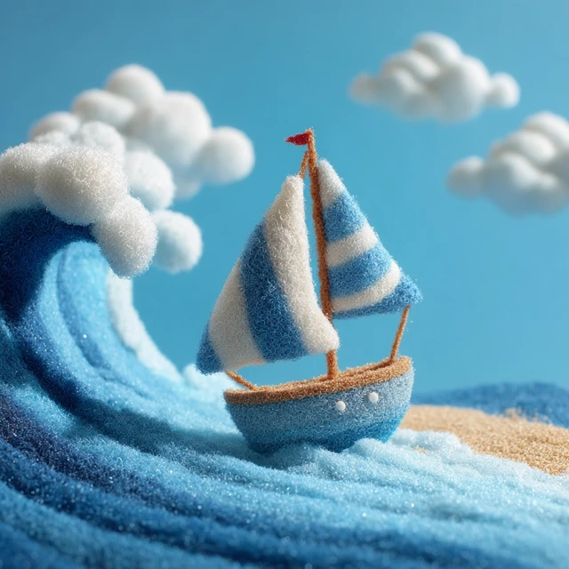Plush Sailboat on a Plush Sea