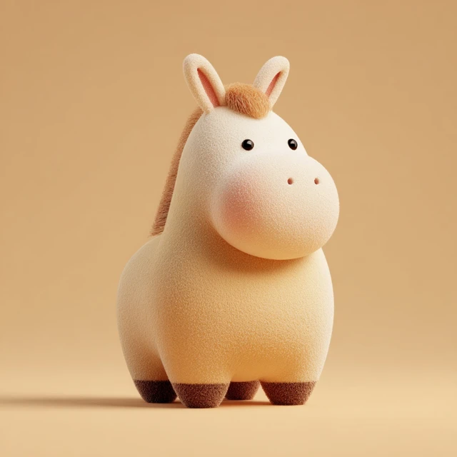 Cute Felt Horse Figure Illustration