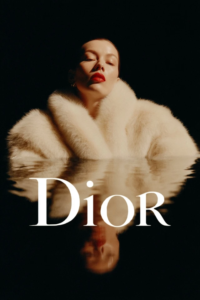 Dior Magazine Cover Glamorous Model in Fur Editorial