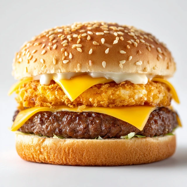 Delicious Burger with Cheese and Fried Patty