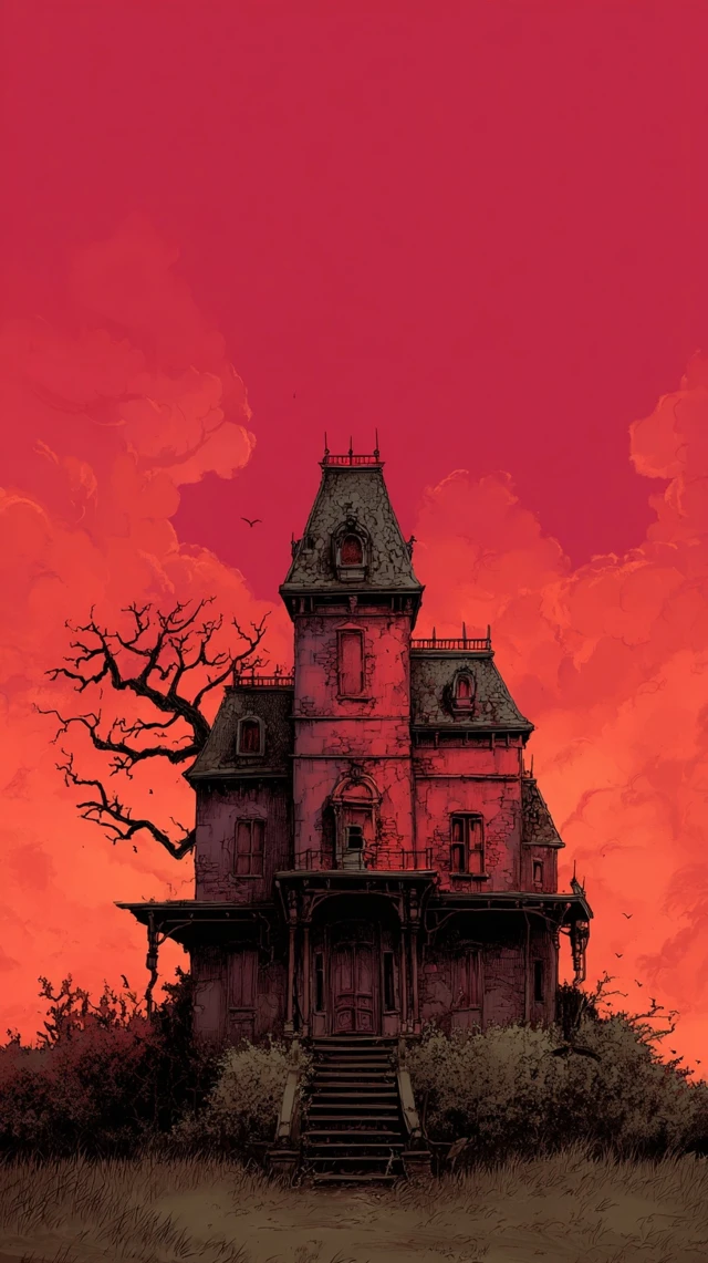 Victorian Ghost House Illustration