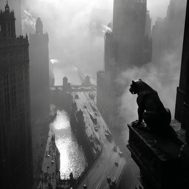 Industrial Cityscape Gargoyle Photo