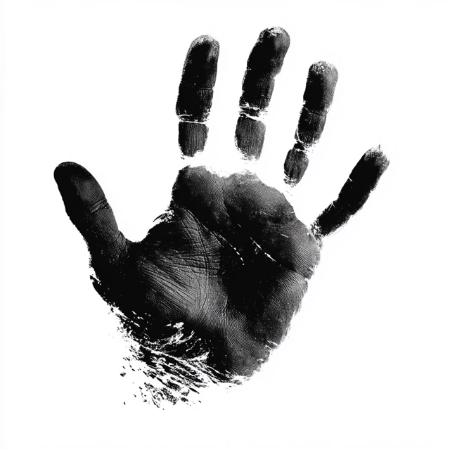 Black Hand Print on White Background Vector