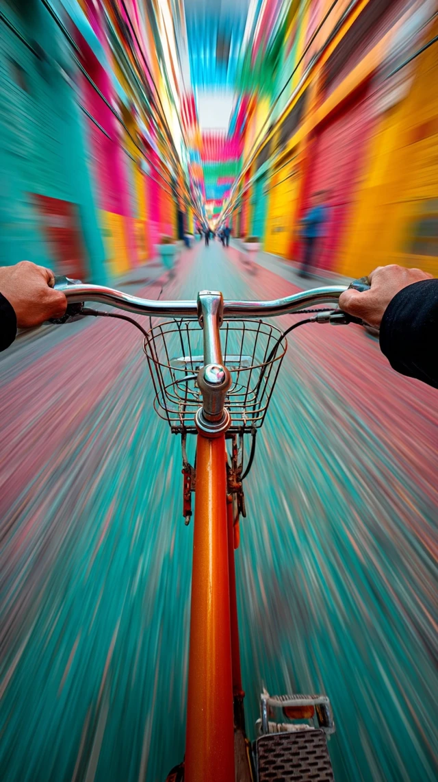Psychedelic Bike Ride Motion Blur Neon Colors