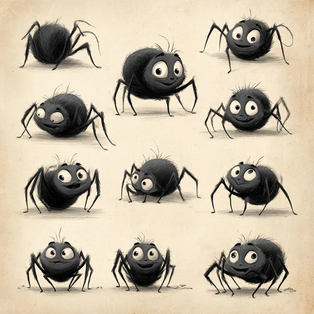 Adorable Spider Character Turnarounds Childrens Book
