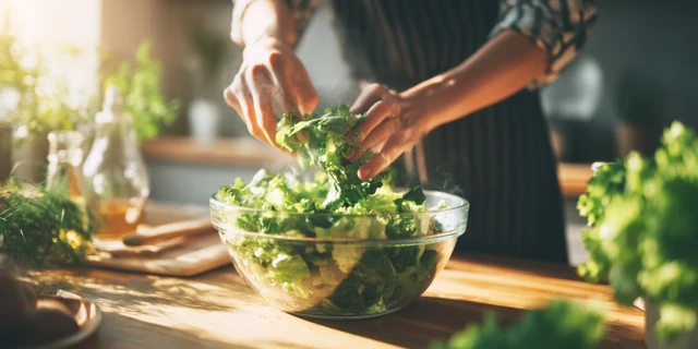 Fresh Green Salad Preparation Healthy Food Photo