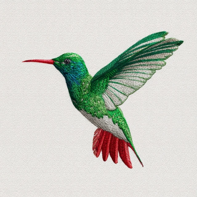 Hummingbird Embroidery Pattern Bright Colors