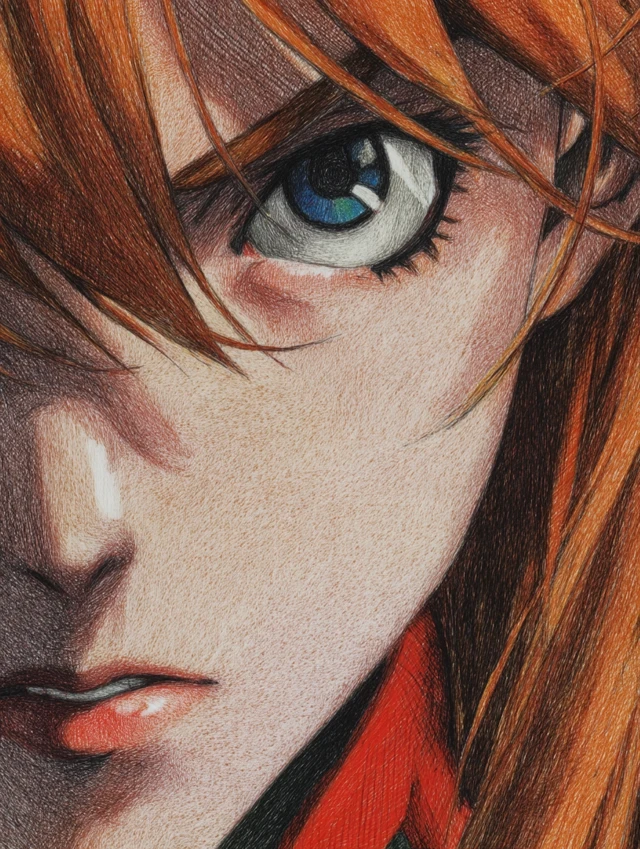 Asuka Langley Shikinami EVA Detailed Pencil Art