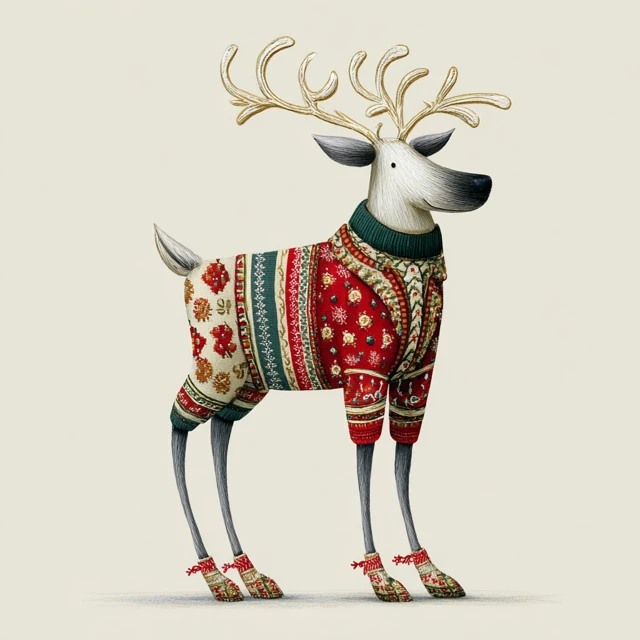 Christmas Reindeer Nordic Illustration Lowell Herrero