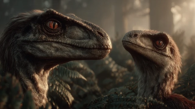 Velociraptor Pair Realistic Close Up