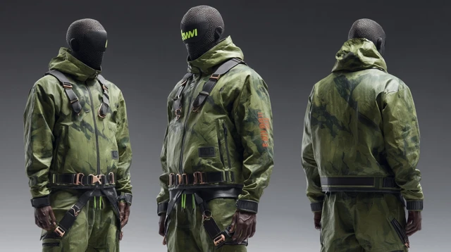 Cyberpunk Techwear Fashion with Mountain Dew Green