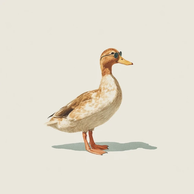 Cute Duck with Sunglasses Watercolor Art