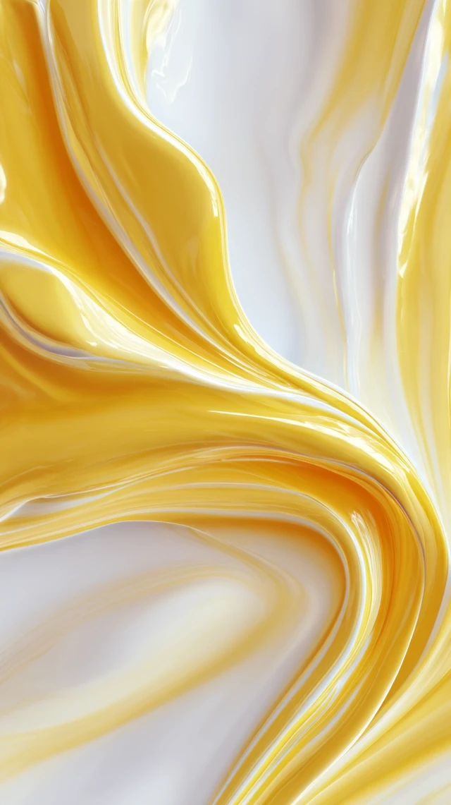 Abstract Liquid Metal Art in Yellow and White