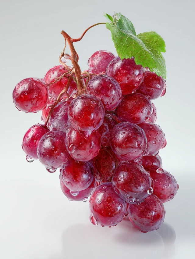 Photorealistic Grapes with Water Droplets Fresh Fruit Cluster
