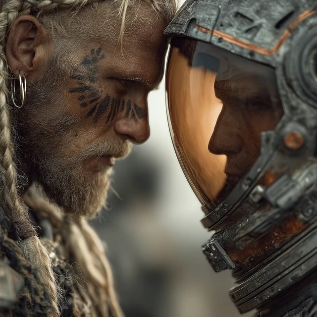 Celtic Warrior vs Astronaut Epic Confrontation