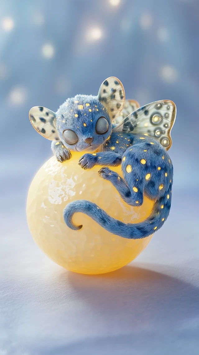 Dreamy Creature Resting on a Glowing Orb
