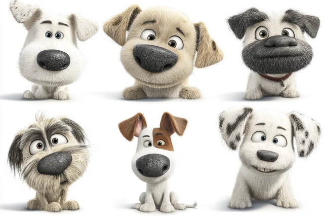 Cute Cartoon Dog Poses Collection