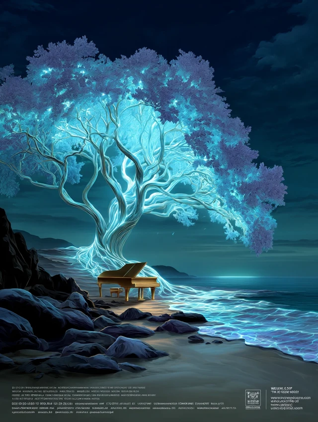 Neon Tree Piano Beach Art