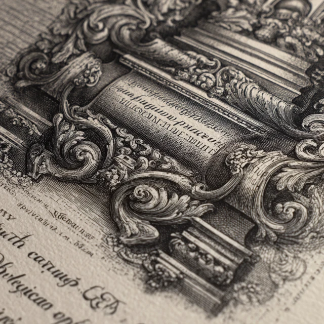 Detailed Decorative Scroll with Golden Ornaments