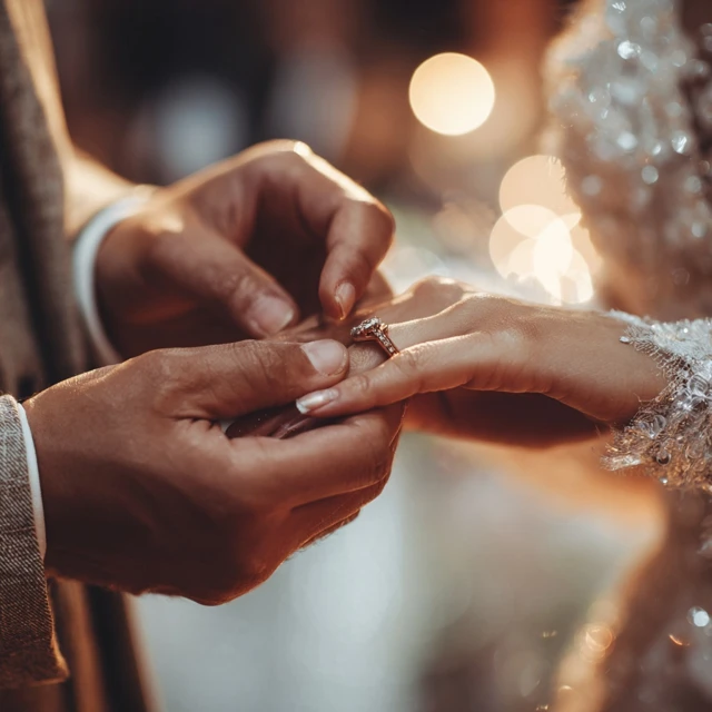 Wedding Ring Ceremony Romantic Close Up