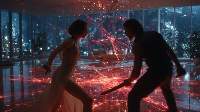Mystical Combat Scene Night City Film