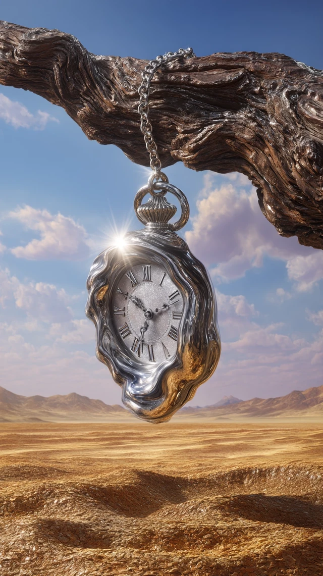 Melting Watch Surreal Desert Landscape