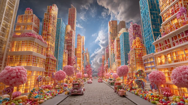 Candy City A Hyperrealistic Panoramic View