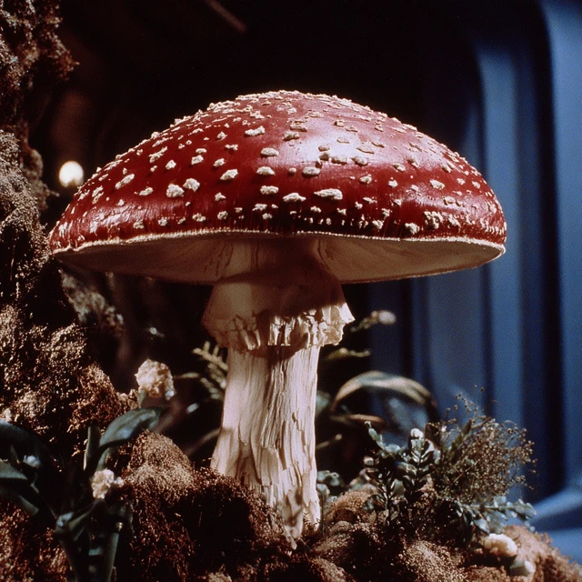 Red Mushroom in a Forest Setting